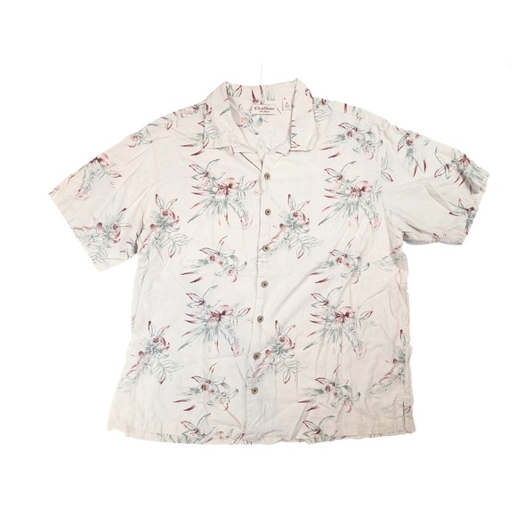 Caribbean Silk Blend Cream Hawaiian Short Sleeve Button Polo Men's Size XXL - Picture 1 of 5